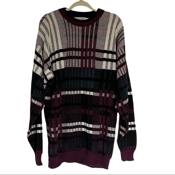 Vintage LE TIGRE Multicolor Sweater Men's XL Tall - Picture 1 of 7